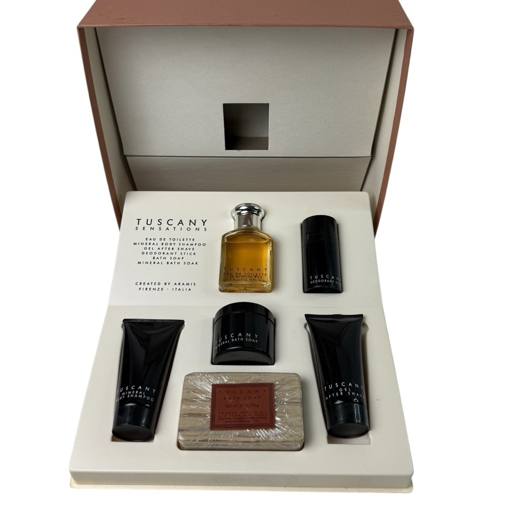 Vintage Aramis TUSCANY Men’s Perfume Gift Set After Shave, Soap Shampoo Etc READ